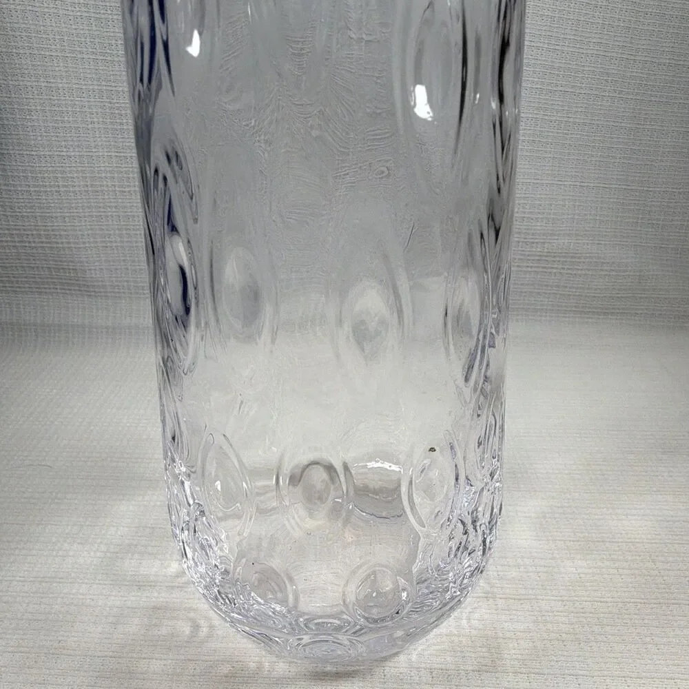 Vintage Mid-Century Scandinavian Style Clear Bubble Textured Glass Vase 10.25